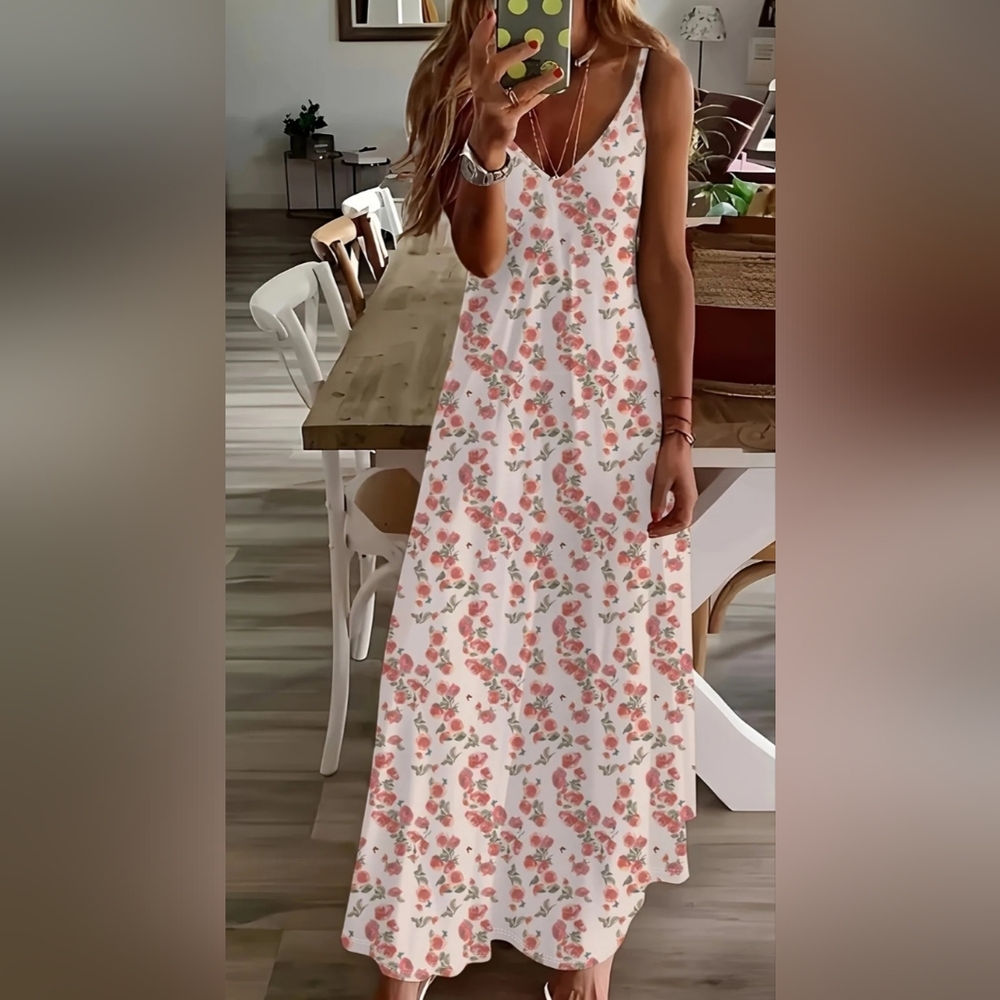 New Pink Floral Maxi Dress Large